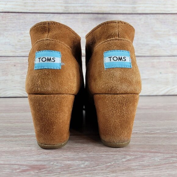Toms Desert Hidden Wedge Ankle Booties Women's Size 8 Suede Lace Heel Shoes - Picture 8 of 11